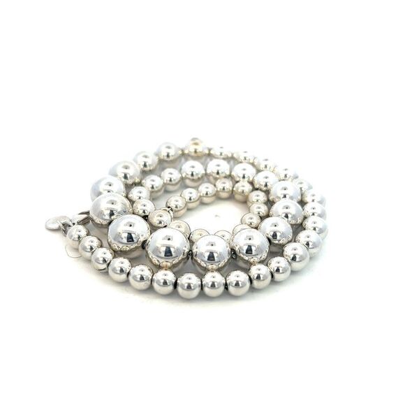 Tiffany & Co Estate Beaded Necklace 17" Sterling Silver 6-11 mm TIF702 - Picture 7 of 10